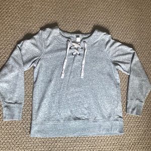 old navy pull over tie up sweater/sweatshirt